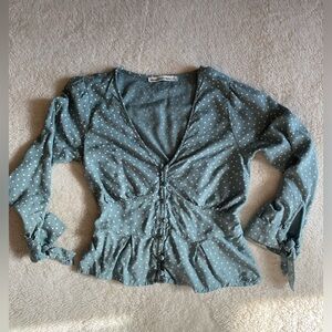 Abercrombie & Fitch blue polka dot top